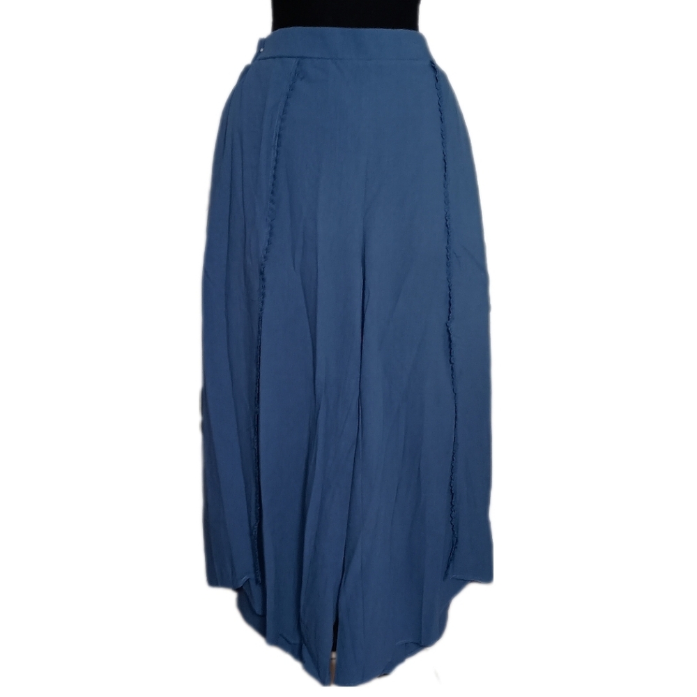 BloomChic Blue Wrap Split Wide-Leg Pants | Elastic Waist | Size 10 - Picture 2 of 9